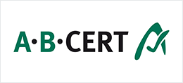 A·B·CERT Logo Logo von A·B·CERT mit stilisiertem Bergsymbol und schwarzer Schrift.