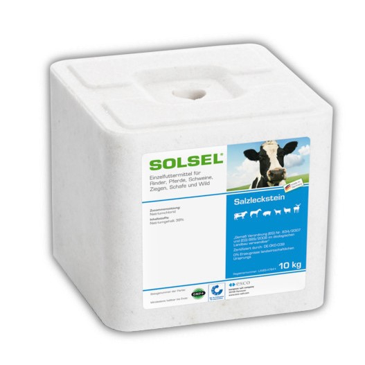 SOLSEL Salzleckstein 10 kg Salzleckstein für Tiere, 10 kg, geeignet für Kühe, Schafe, Ziegen und andere Nutztiere.