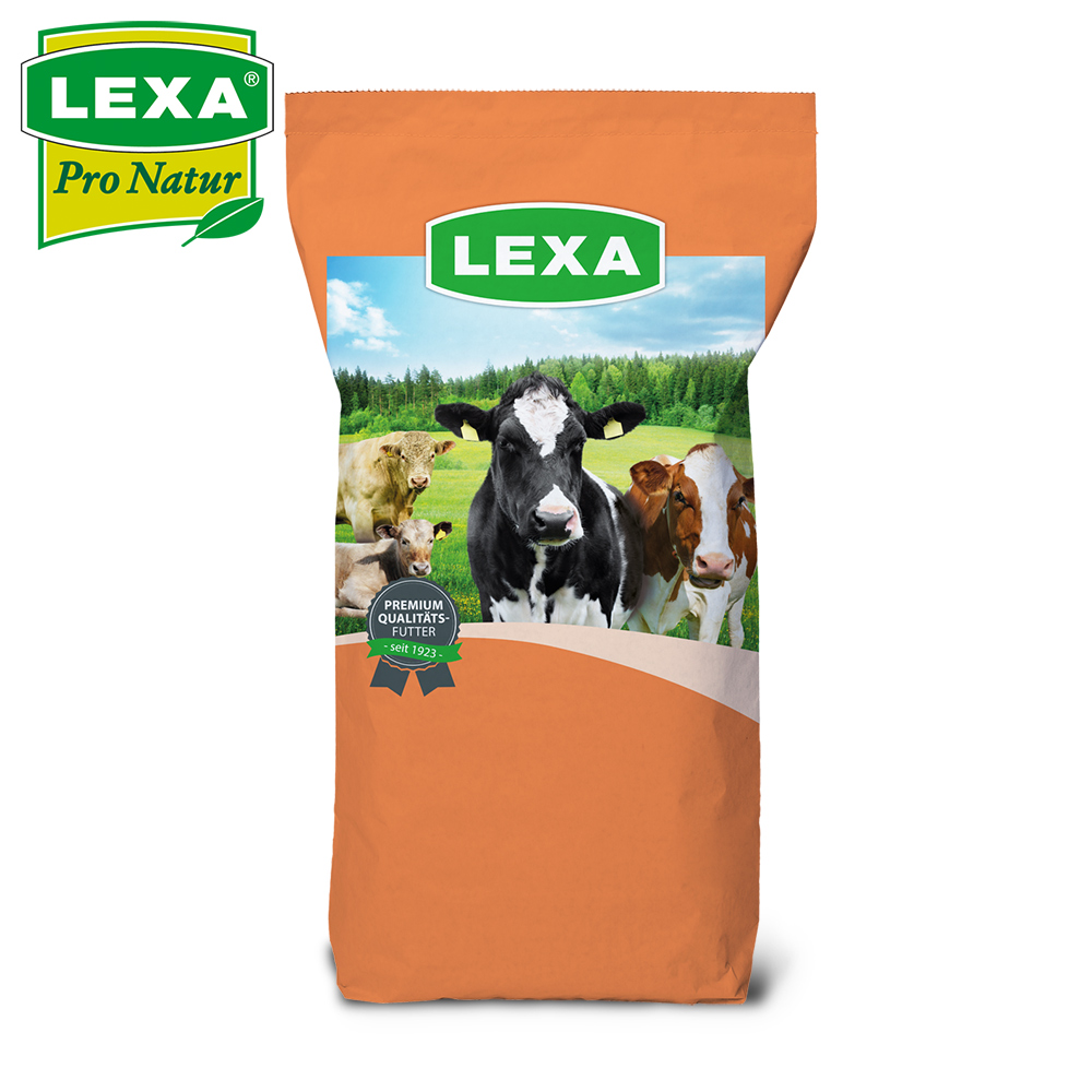 Karlshulder Lecksalz Oranger Papiersack mit Rindern.