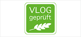 VLOG geprüft Logo Logo mit dem Text 'VLOG geprüft' auf grünem Hintergrund und einem Blatt-Symbol.