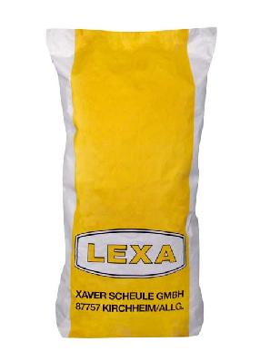 Verpackung von LEXA Gelbe Verpackung mit dem Aufdruck 'LEXA', Hersteller Xaver Scheule GmbH, für ein Produkt aus Kirchheim.