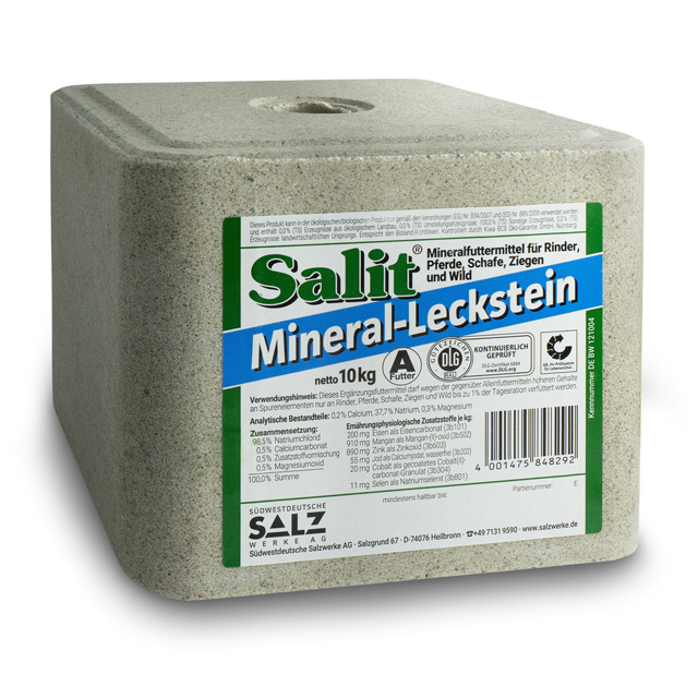 Salit Mineral-Leckstein 10 kg Mineral-Leckstein von Salit, 10 kg, für Rinder, Pferde, Schafe, Ziegen und Wild.