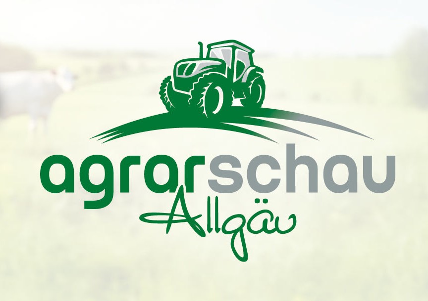 Logo der Agrarschau Allgäu Logo der Agrarschau Allgäu mit einem Traktor und grünem Schriftzug.