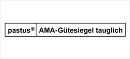pastus® AMA-Gütesiegel tauglich Das pastus®-Logo mit dem Hinweis 'AMA-Gütesiegel tauglich'.